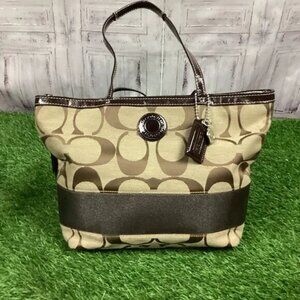 Coach Brown and Tan Signature Tote